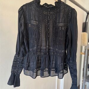 Secret Mission Elegant Black Lace Blouse